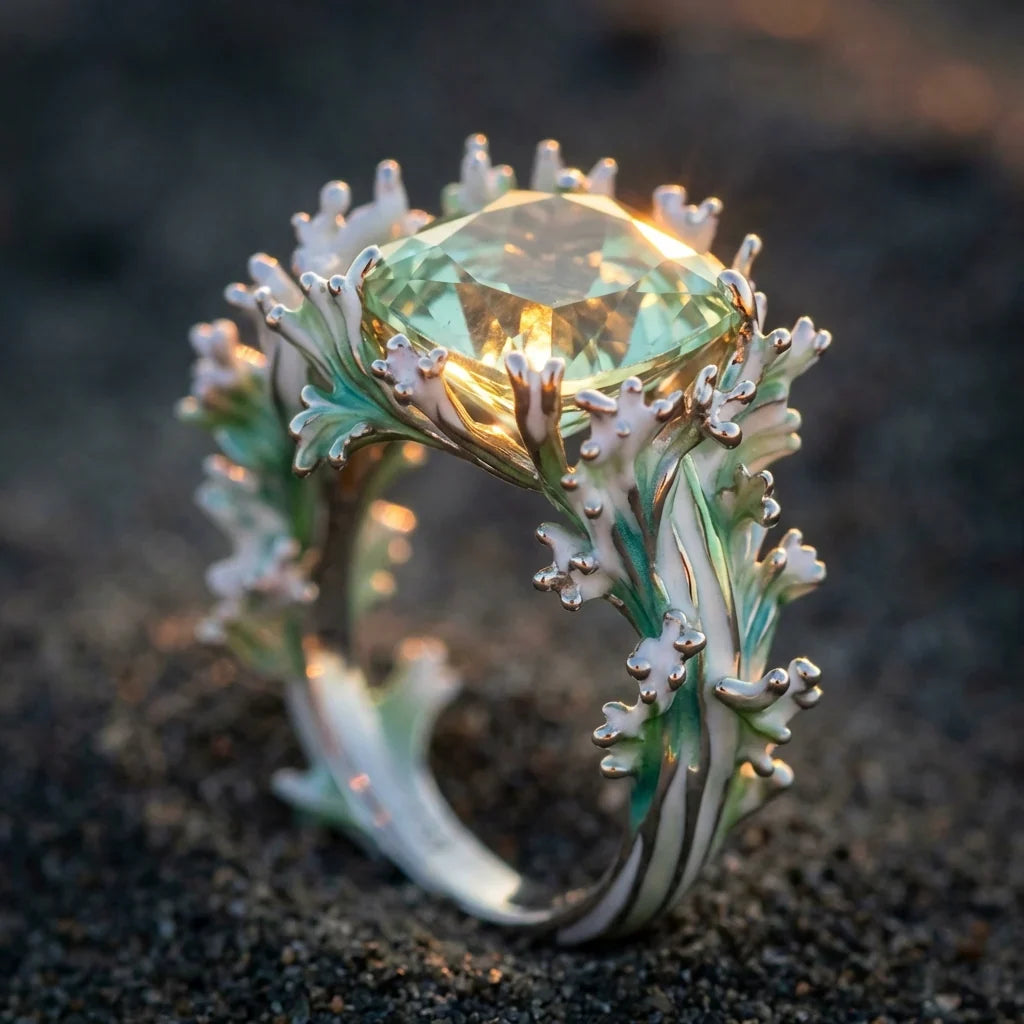 Exotic Turquoise and Coral Ring