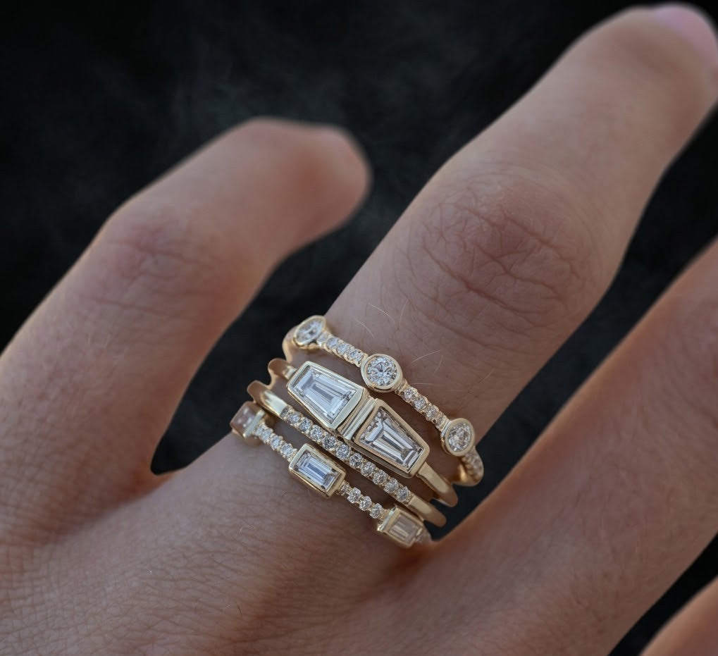 Vintage Ring Set in Gold with Cubic Zirconia