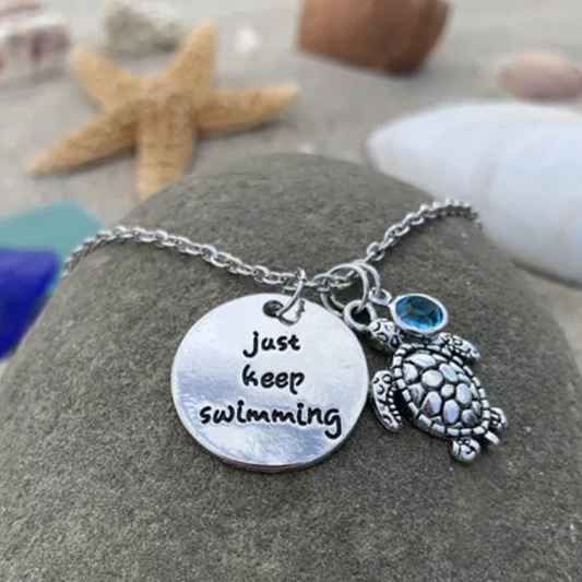 Starry Sky Planet Necklace with Blue Cubic Zirconia Pendant