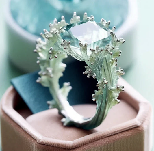 Exotic Turquoise and Coral Ring
