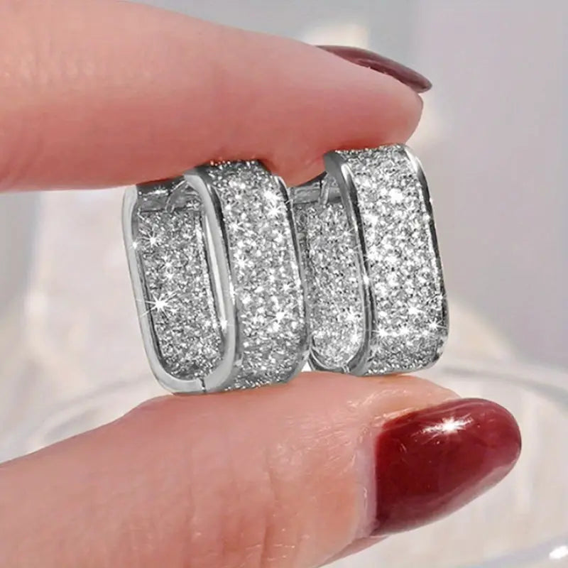 Brilliant U-Shaped Earrings with Sparkling Crystal Pave Design