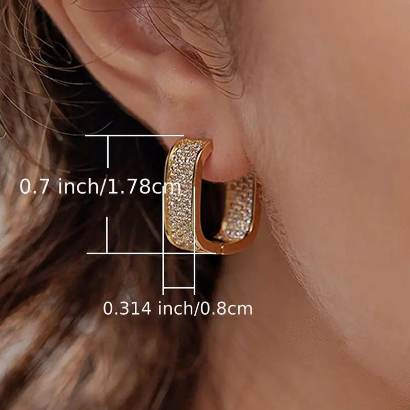Brilliant U-Shaped Earrings with Sparkling Crystal Pave Design