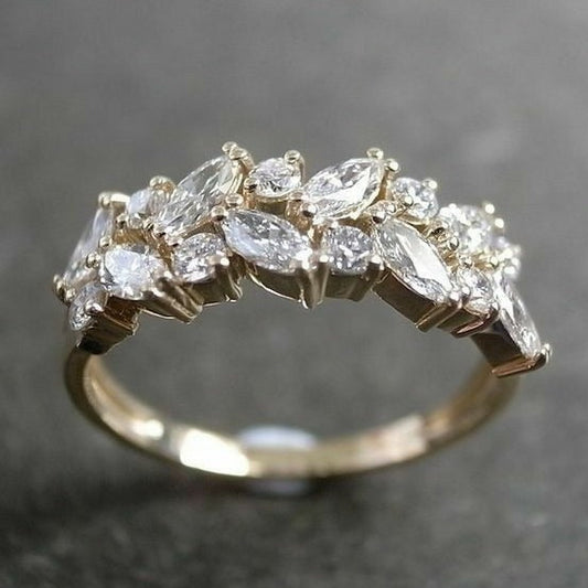 Vintage Gold Ring with Pavé Cubic Zirconia