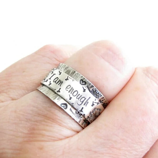 "I Am Enough" Meditation Ring with Dandelion