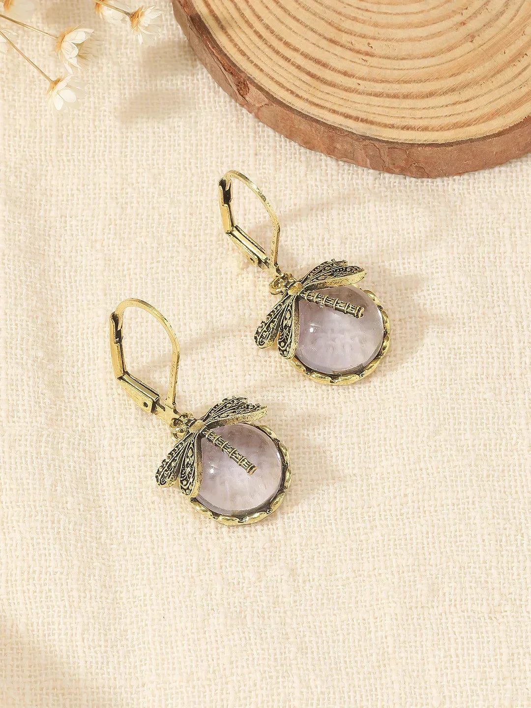 Dragonfly earrings with sparkling glass beads in various colours