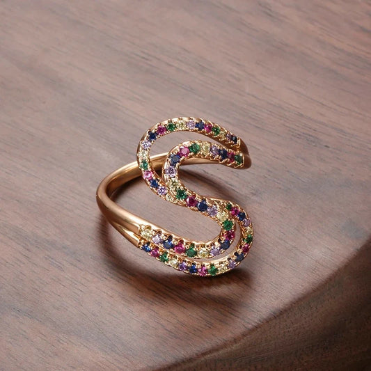 Elegant Ring with Multicolor Cubic Zirconia