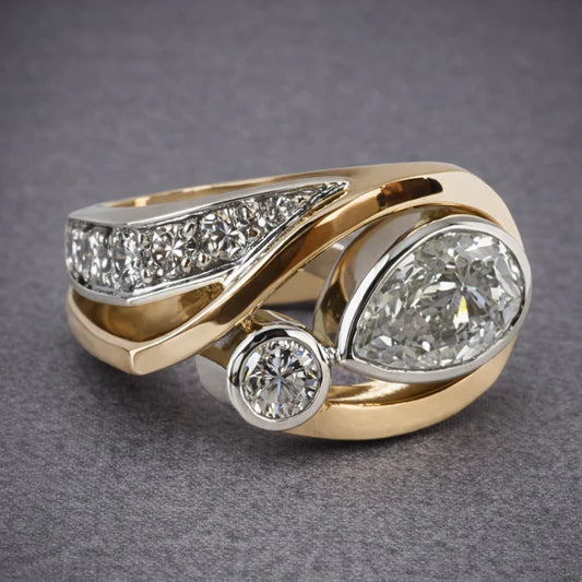 Vintage Stainless Steel Ring with Cubic Zirconia