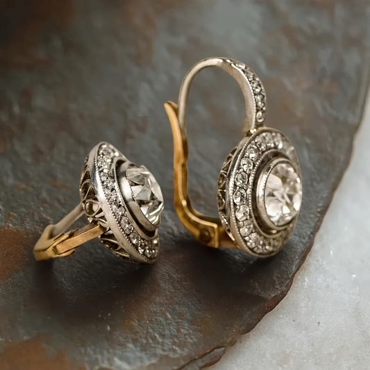 Elegant diamond earrings with a halo of sparkling gemstones for women