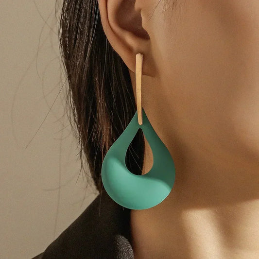 Elegant Matte Turquoise Teardrop Earrings with Subtle Bar