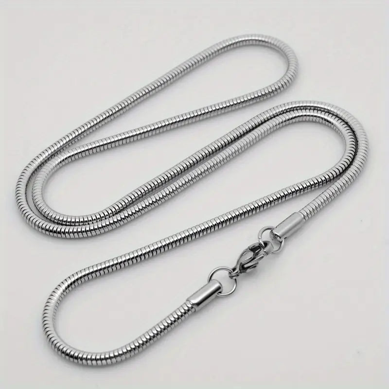 Sturdy Stainless Steel Snake Chain Necklace, Minimalist and Versatile