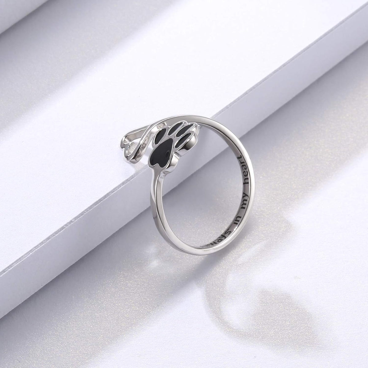 Handcrafted Ring with Paw and Heart