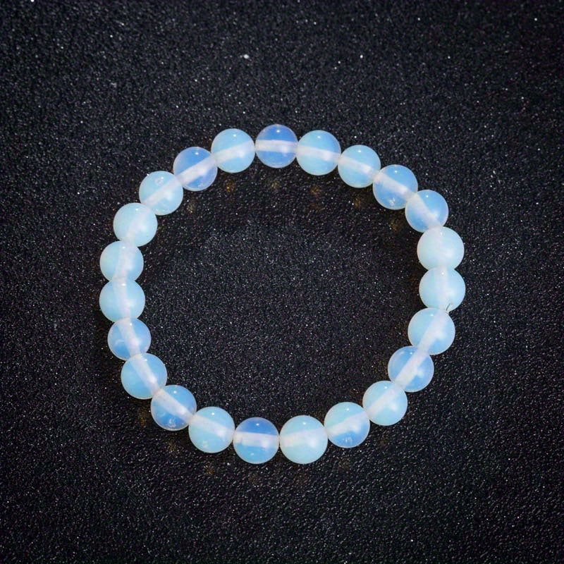 Unisex stretchy bracelet with sparkling opalite beads and gemstones