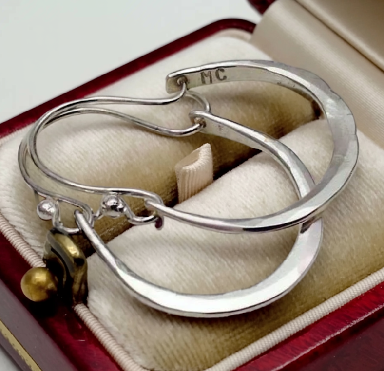 Curved Earrings with Small Elegant Charms