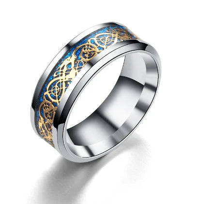Stainless Steel Ring with Celtic Dragon Design