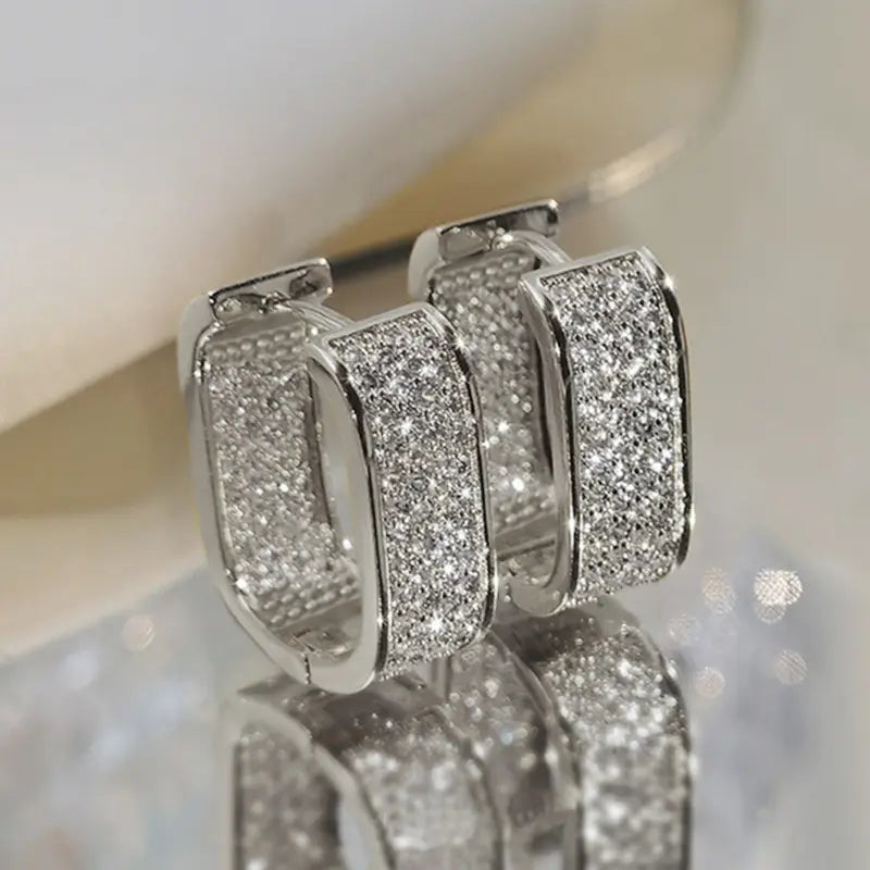 Brilliant U-Shaped Earrings with Sparkling Crystal Pave Design