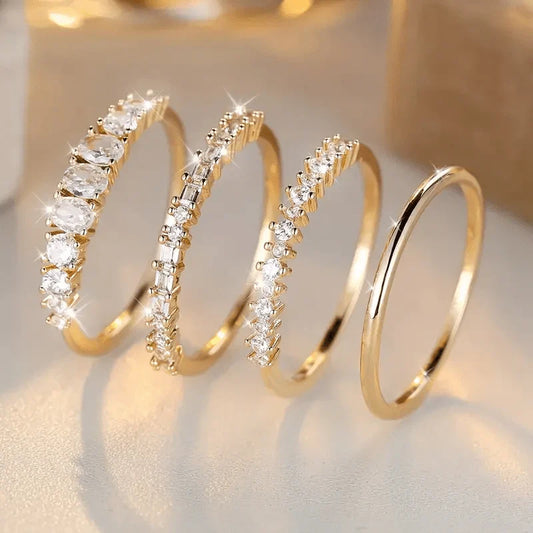 Stackable Ring Set with Cubic Zirconia – Elegance That Shines