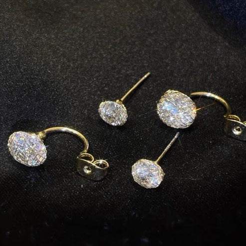 Brilliant Cubic Zirconia Earrings with Two-Sided Design for an Elegant Look