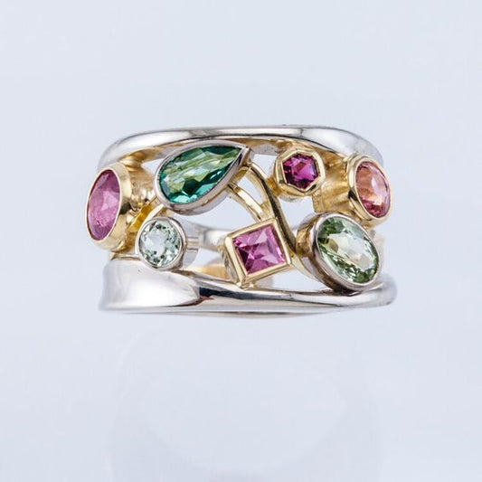Vintage-Style Ring - Color Burst in Stainless Steel
