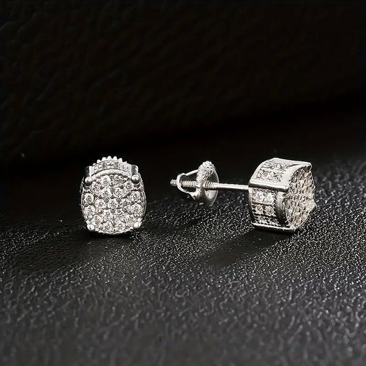Sparkling cubic zirconia earrings set in a hip-hop style