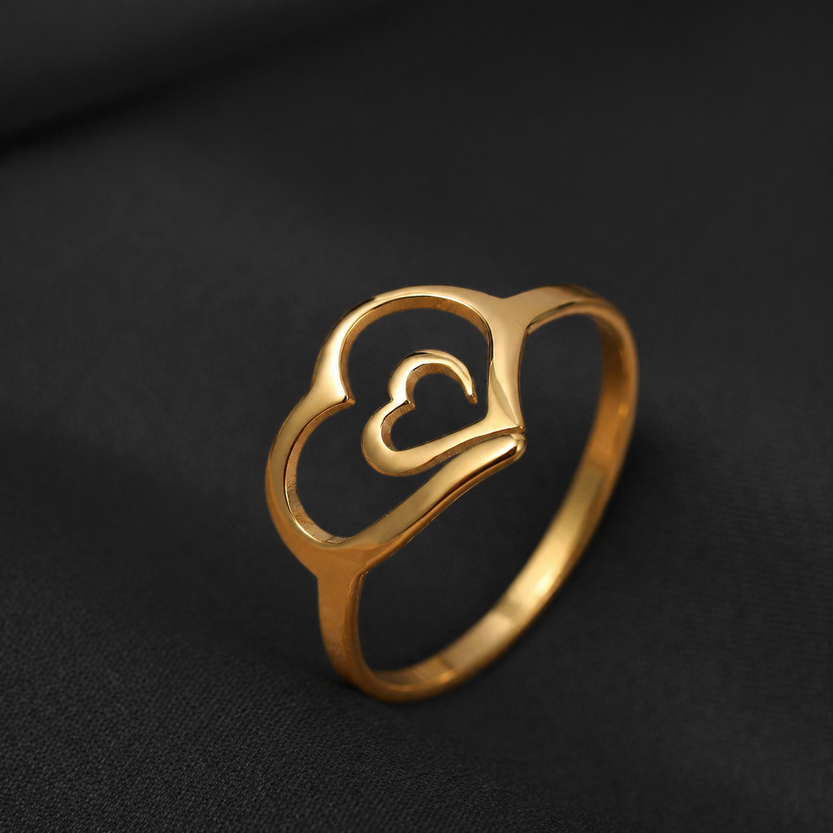 Double Heart Ring in Stainless Steel