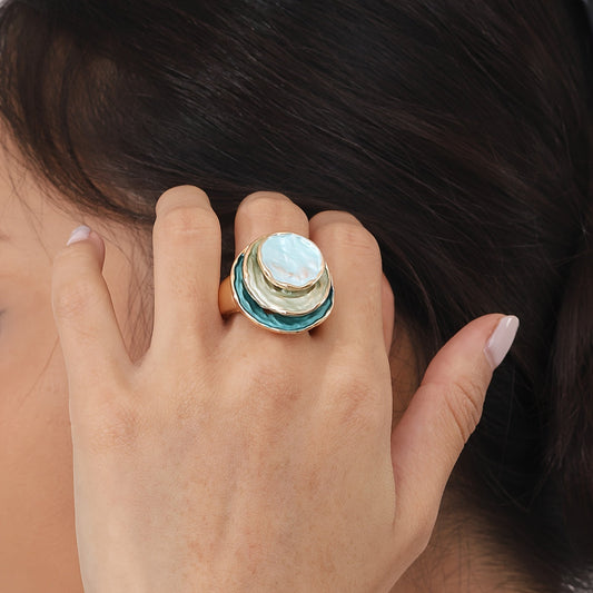 Three-Layer Enamel Boho Ring
