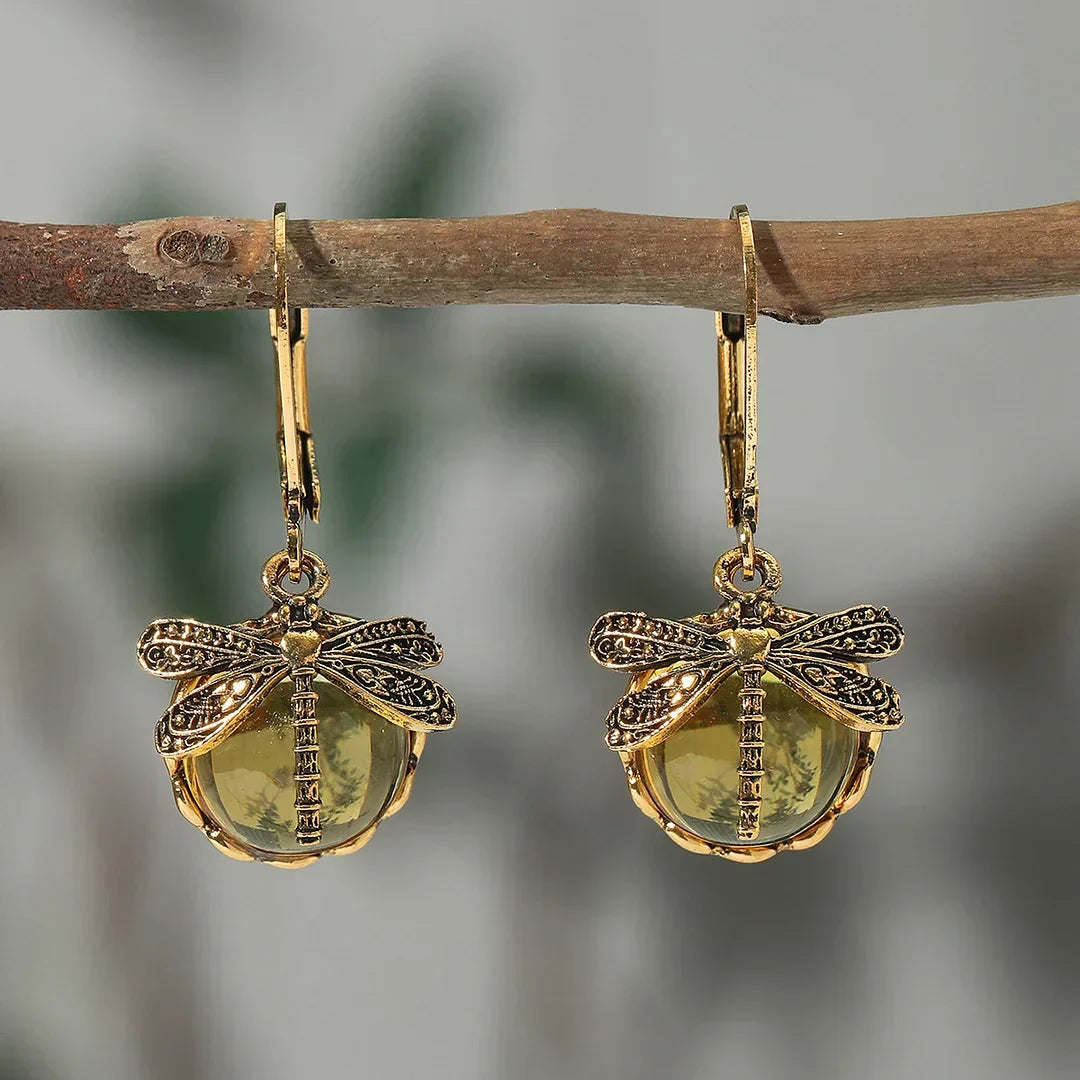 Dragonfly earrings with sparkling glass beads in various colours