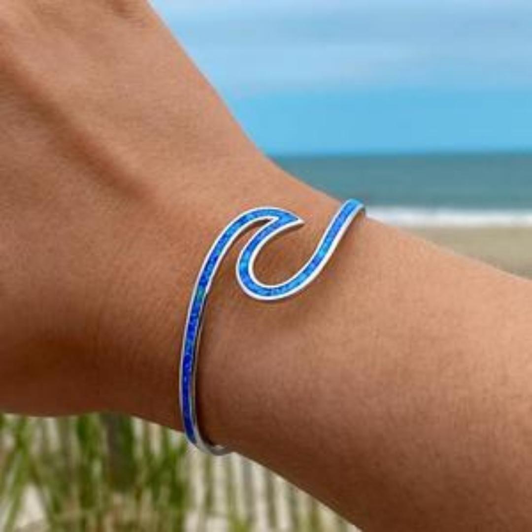 Wavy blue opal bracelet for summer beach days