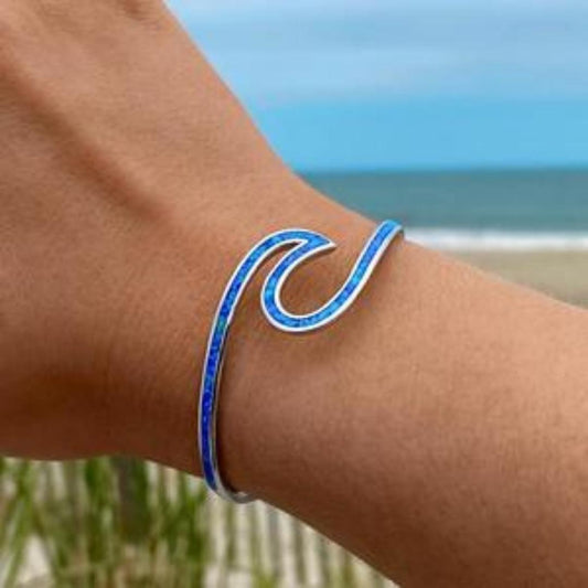 Wavy blue opal bracelet for summer beach days