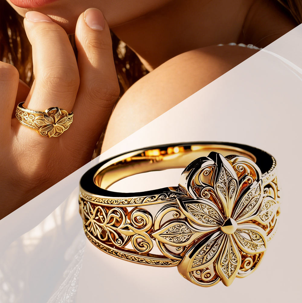 Exotic Floral Ring with Cubic Zirconia
