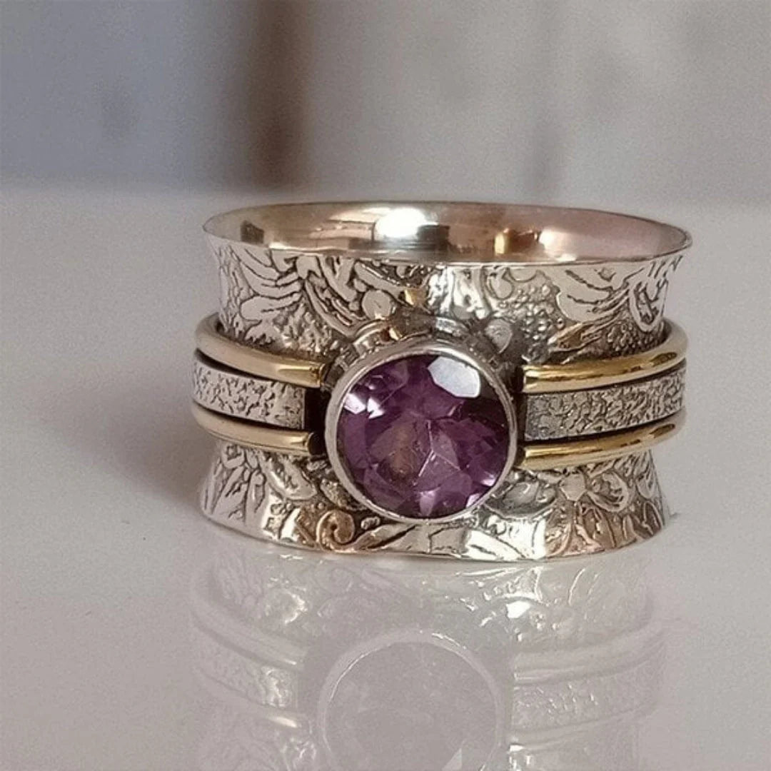 Boho Meditation Ring with Crystal