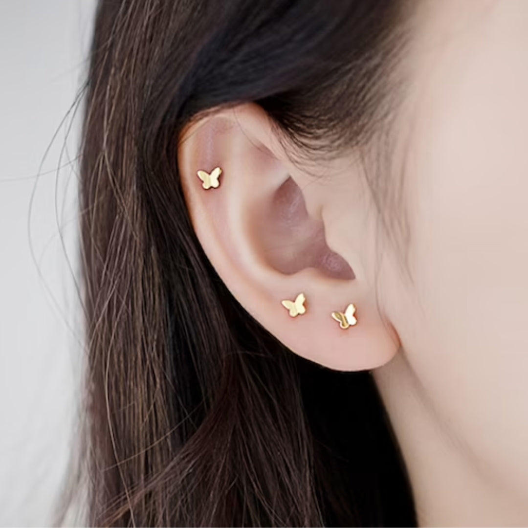 Delicate Butterfly Earrings for Cartilage and Earlobe Piercings