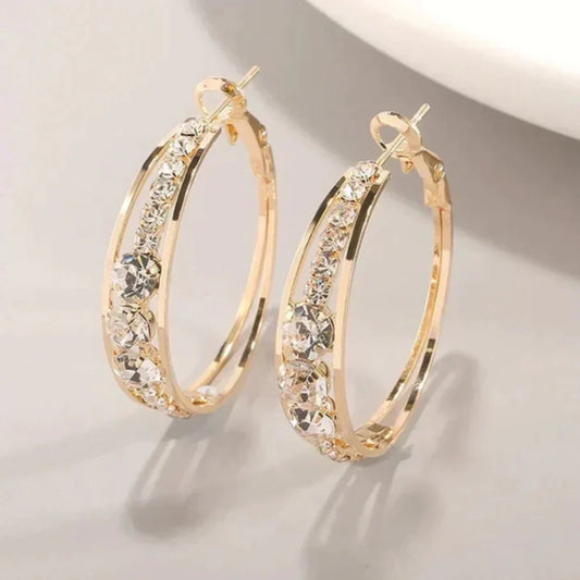 Sparkling Hoop Earrings with Cubic Zirconia and Pavé