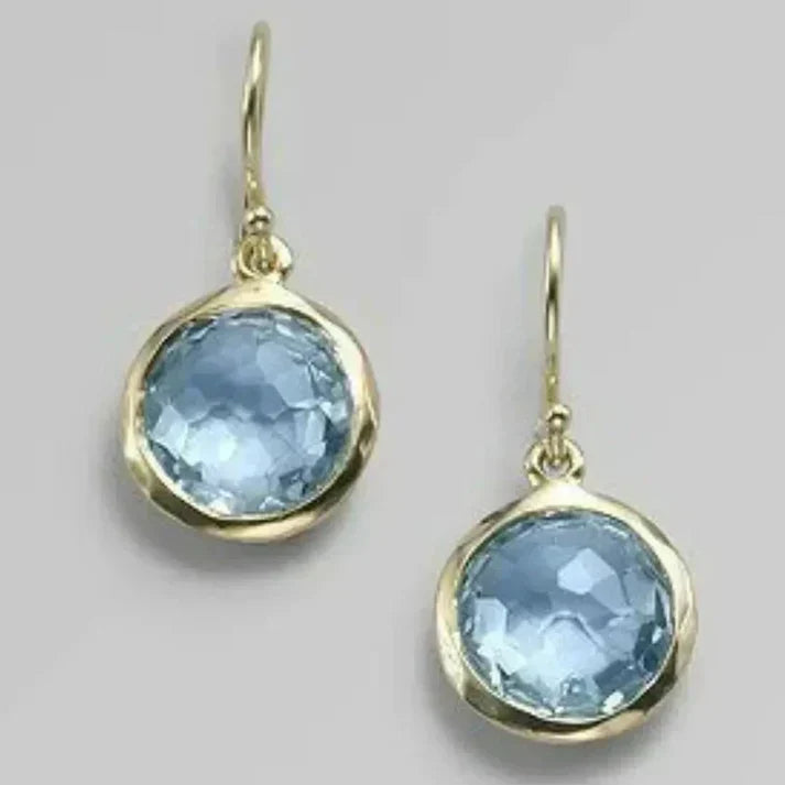 Sky Blue Faceted Crystal Dangle Earrings