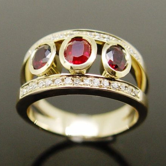 Vintage Gold Ring with Red Cubic Zirconia