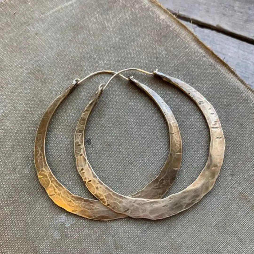 Vintage-style hammered hoop earrings for added elegance