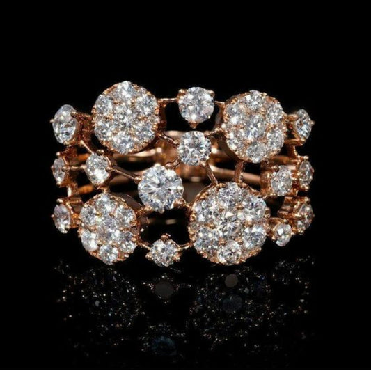 Vintage Rose Gold Ring with Sparkling Stone Inlay