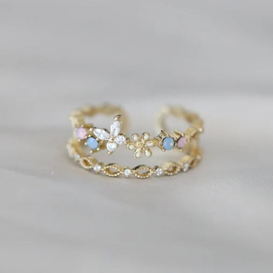 Vintage Cubic Turquoise Crystal Ring