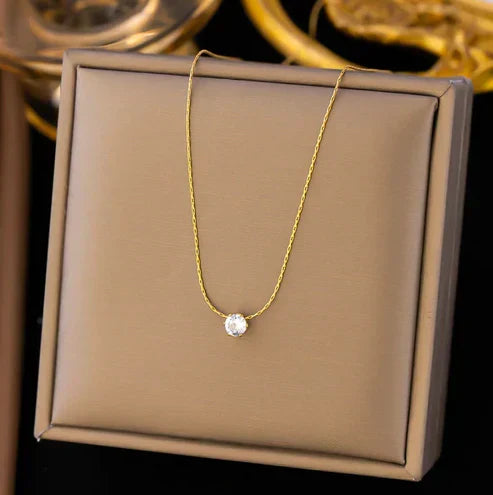 Elegant Diamond Necklace with Snake-Style Filigree Chain