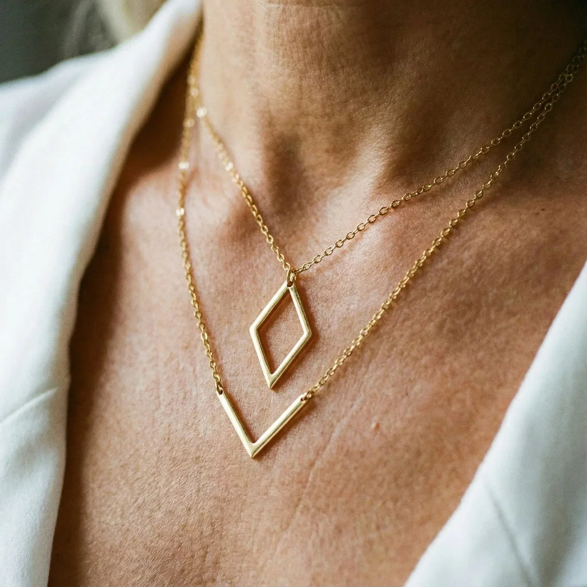 Modern Geometric Layered Necklace Set for Women