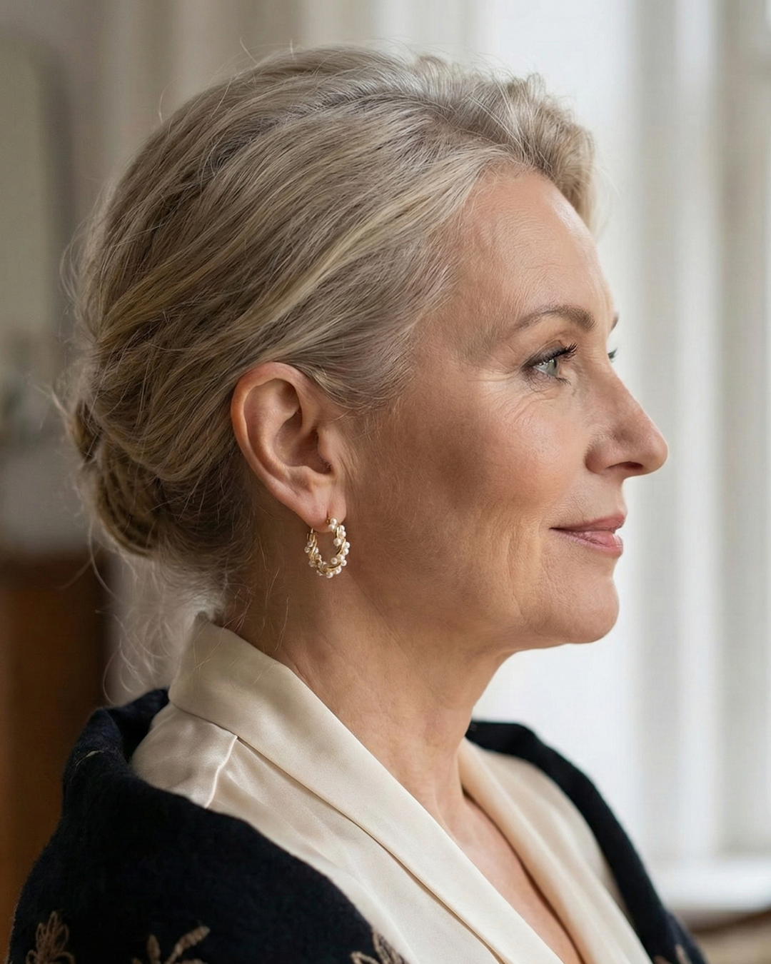 Curved Earrings with Elegant Pearl Details