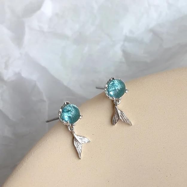 Ocean Crystal Mermaid Tail Earrings