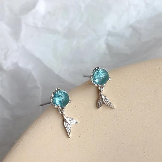 Ocean Crystal Mermaid Tail Earrings
