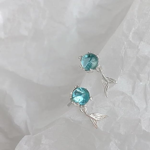Ocean Crystal Mermaid Tail Earrings