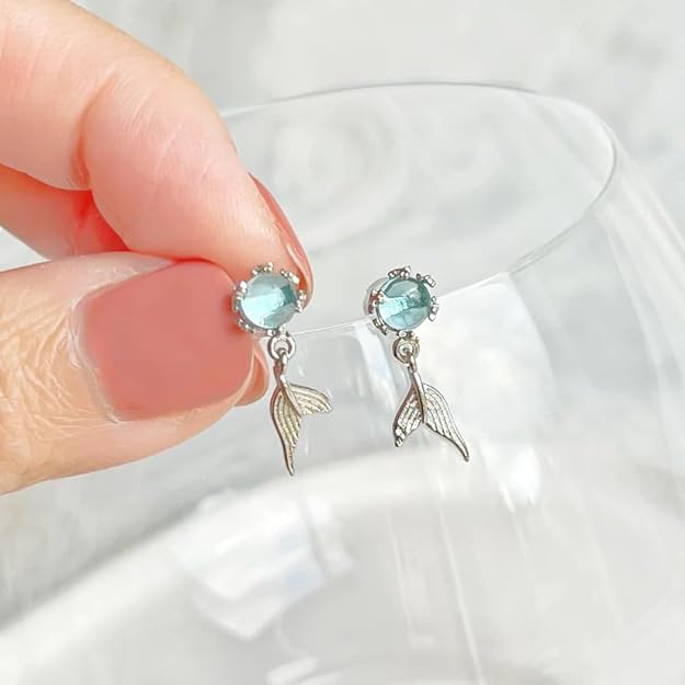 Ocean Crystal Mermaid Tail Earrings