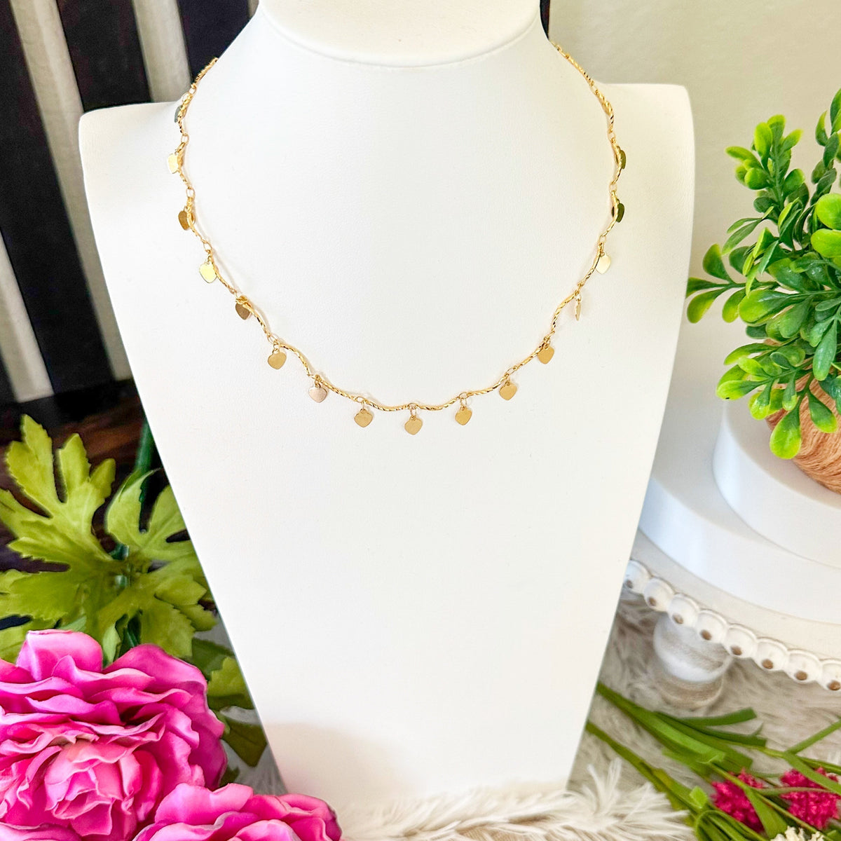 Delicate Heart Necklace with Fun Sparkly Charms