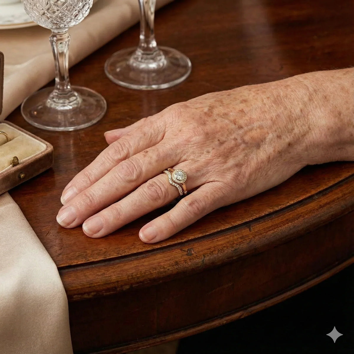 Vintage Ring Set in Gold with Diamonds