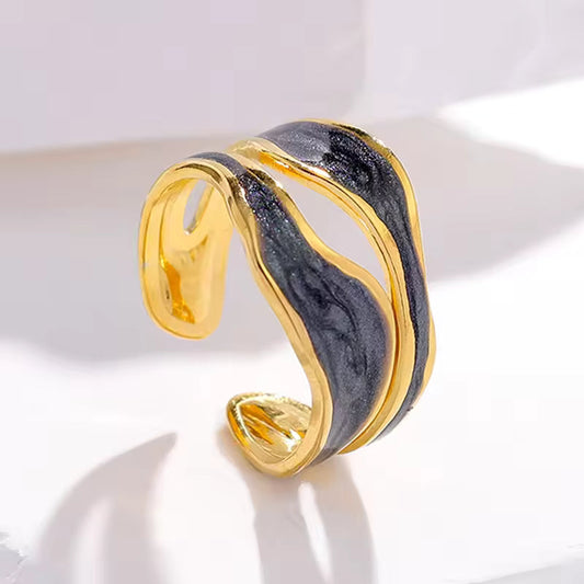 Stainless Steel Ring with White Enamel