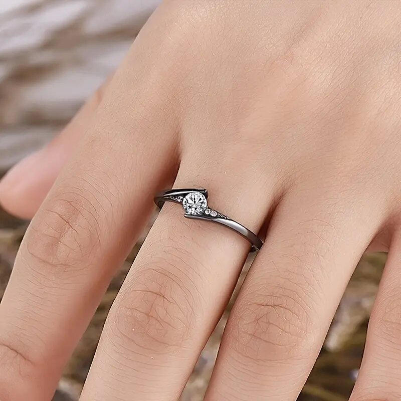 Stainless Steel Ring with Center Cubic Zirconia
