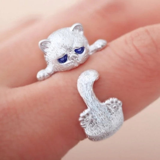 Adjustable Ring with Cat