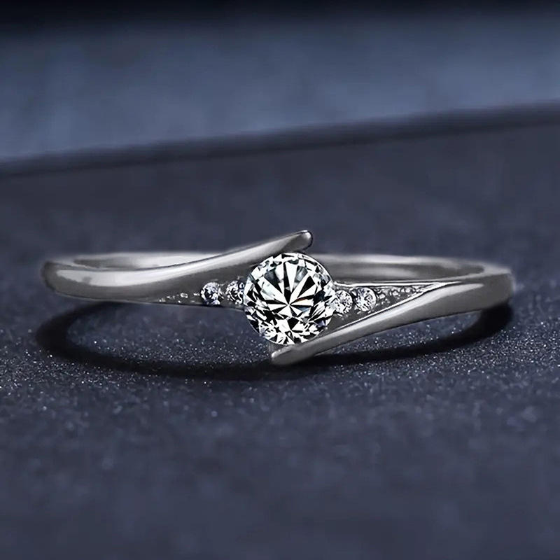 Stainless Steel Ring with Center Cubic Zirconia